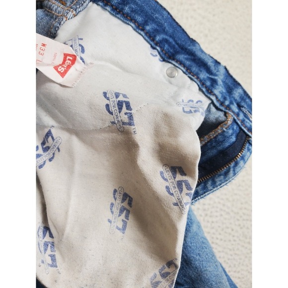 Vtg 80s Levis 557 Blue Jeans Mens 33x34 Distressed Straight Tapered (30x32) USA - Picture 13 of 15